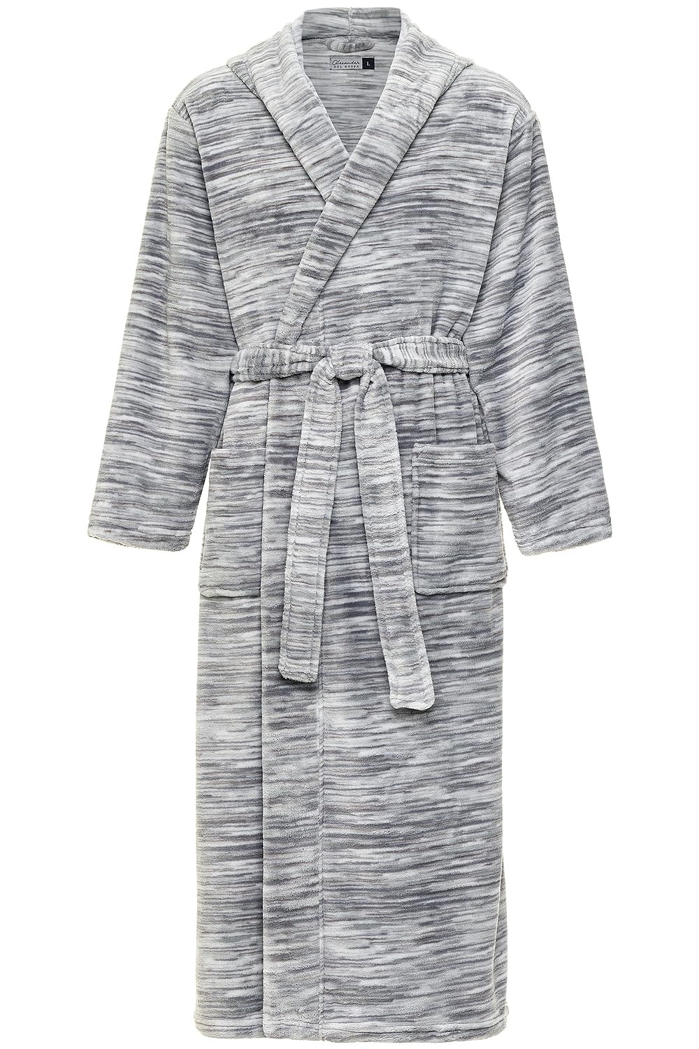 Alexander Del Rossa Mens Robe with Hood, Plush Fleece Hooded Mens Bathrobe, Big and Tall Bath Robes for Men, Light Heathered Gray, X-Large Tall Image