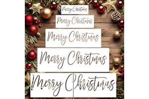 SUNVERSE Merry Christmas Stencils for Painting Reusable Christmas Word Stencils for Crafts Holiday Drawing Templates for Wood Fabrics Door Mat Porch Hanger Winter Decor