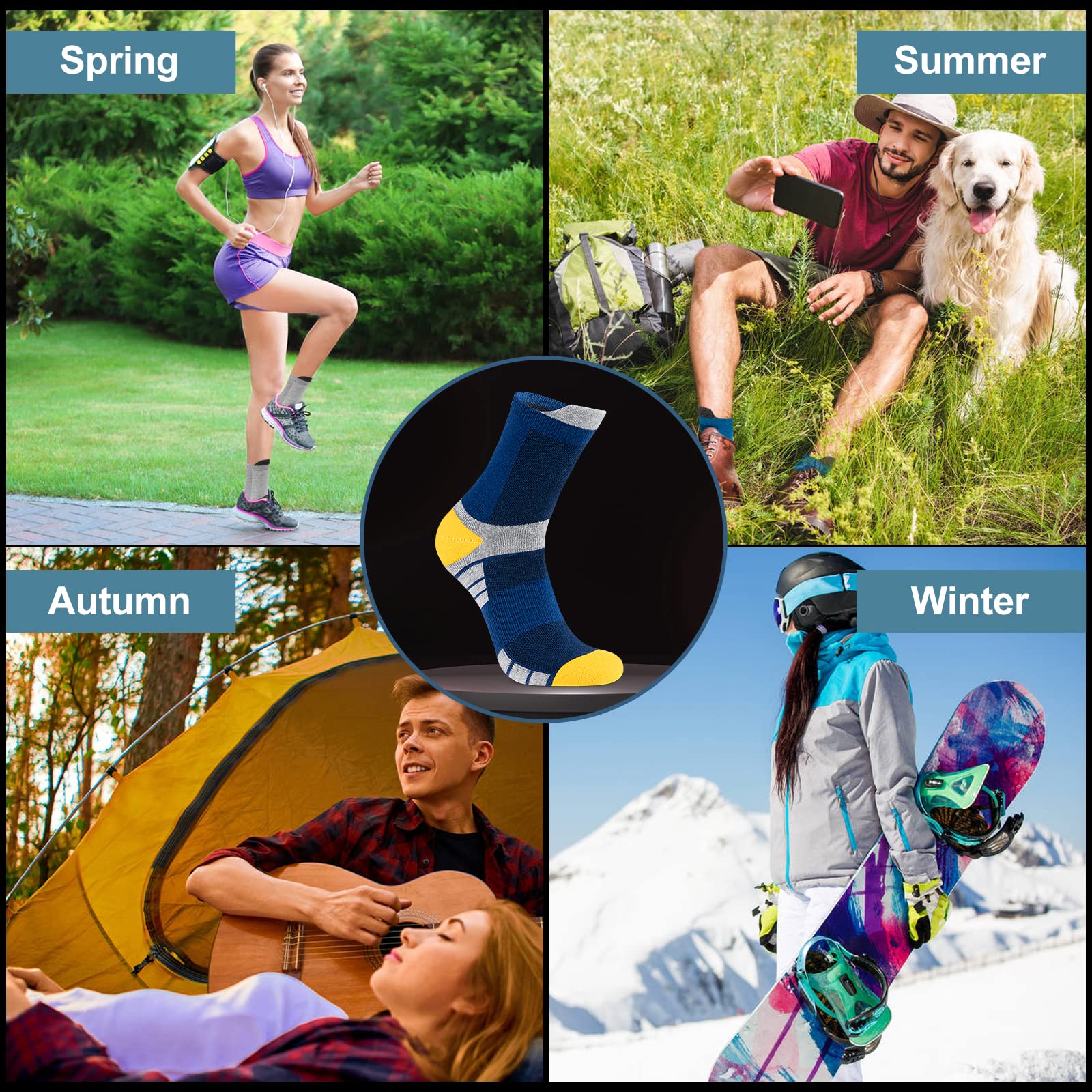 Niofind Socken Herren Damen 43-46 37-42, 6 Paar Baumwolle Sportsocken, Wandersocken, Arbeitssocken, Atmungsaktiv Tennissocken, Laufsocken, Elastische Sneaker mit Dicke Frotteesohle 2