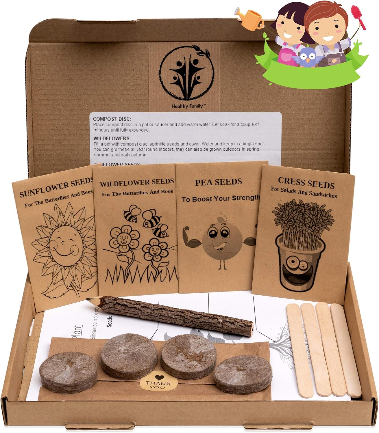 Kids Gardening Set, Grow Your own kit for Children Wildflower Seeds, Garden Set for Kids Seed Kits for Kids Kids Survival kit