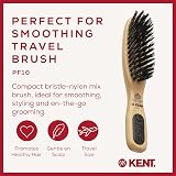 KENT PF10 Mini Hair Brush Pure Bristle Beechwood Travel Smoothing Brush Fine view 2