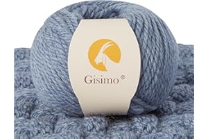 Gisimo 100% Merino Wool Yarn, 3-Ply Luxurious and Soft Yarn for Hand Knitting & Crocheting (Light Blue, 1Ball)