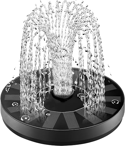 SZMP Solar Fountain Bird Bath 7 Nozzles Glass Panel Garden Pond Pump