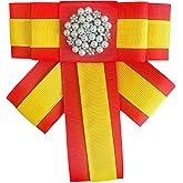 Ribbon Bow Tie Pearl Brooch Bow Pin, Red and Gold Grosgrain Ribbon with Crystal Accent, Decorative Fashion Accessory, Sorority Paraphernalia Brooch Pin for Women Greek, Phi Delta Kappa Inspired Paraphernalia Brooch Pin for Women, Inspired for Conferences, Luncheons, Events - National Sorority of Phi Delta Kappa (NSPDK) lapel pin