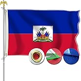 STREBAN Haitian Flag 3x5 Outdoor - Embroidered Design Heavy Duty Polyester with Sewn Stripes, Brass Grommets