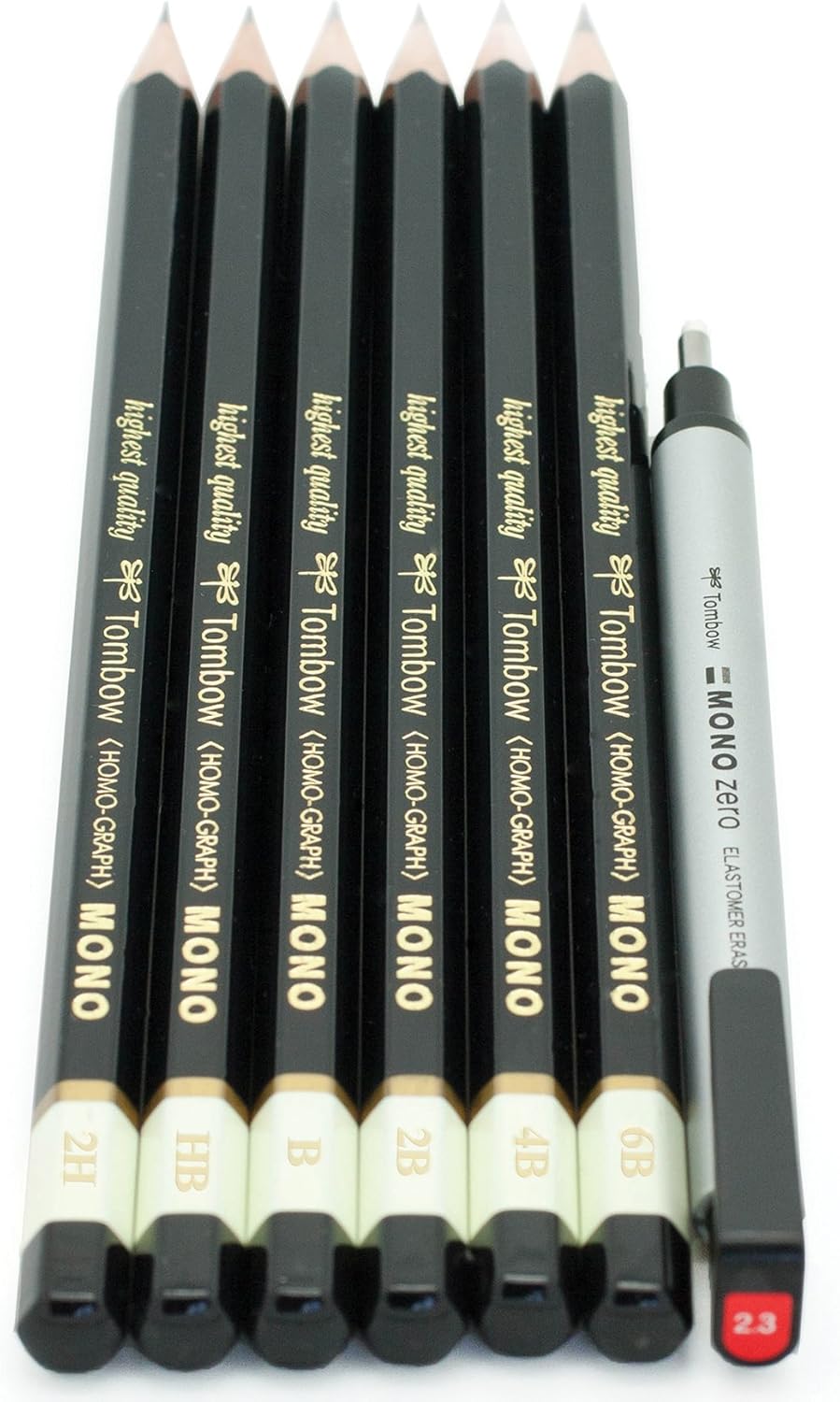 Tombow 61002 MONO Drawing Pencil Set, Combo 6-Pack. Professional Quality Graphite Pencil Set with Precision Zero Eraser : Artists Pencils : Office Products