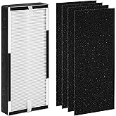 Byseacore HP100 Filter Replacement Compatible with Hunter HP100 HT100 Air Purifier, H-HF100-VP H-PF100 30617 30601, 1 Efficient Filter + 4 Carbon Pre-Filters, Part# H-HF100