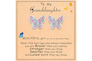 GLEZZA Stocking Stuffers - Christmas Gifts for Grandkids - Earrings for Girls,Butterfly Earrings Birthday Christmas Jewelry Gifts for Daughter Granddaughter Niece Butterfly Lover
