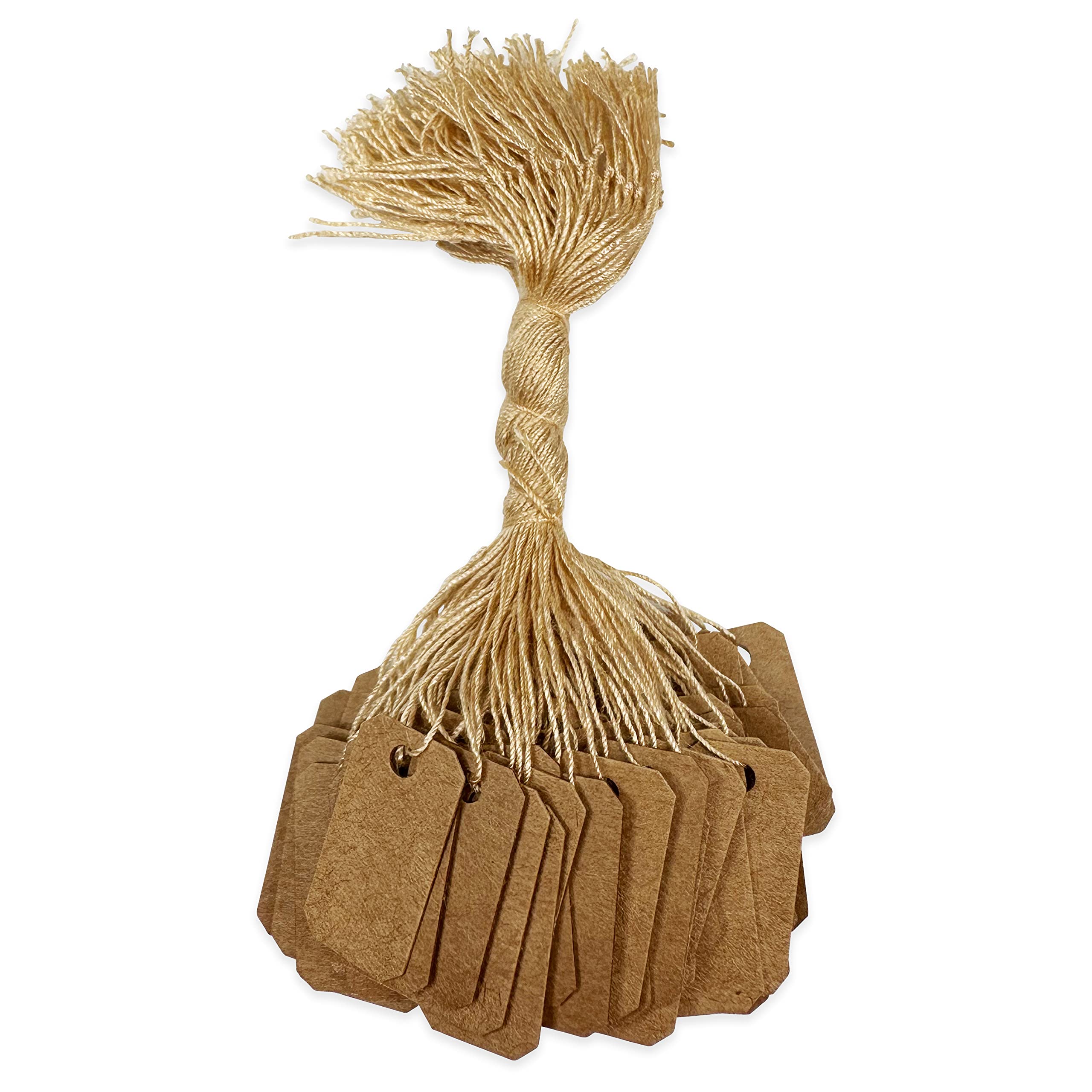 100 Pcs Elegant Jewelry String Tags Perfect for Gifts or Business (1" x 1/2" - 100 Pack, Kraft)