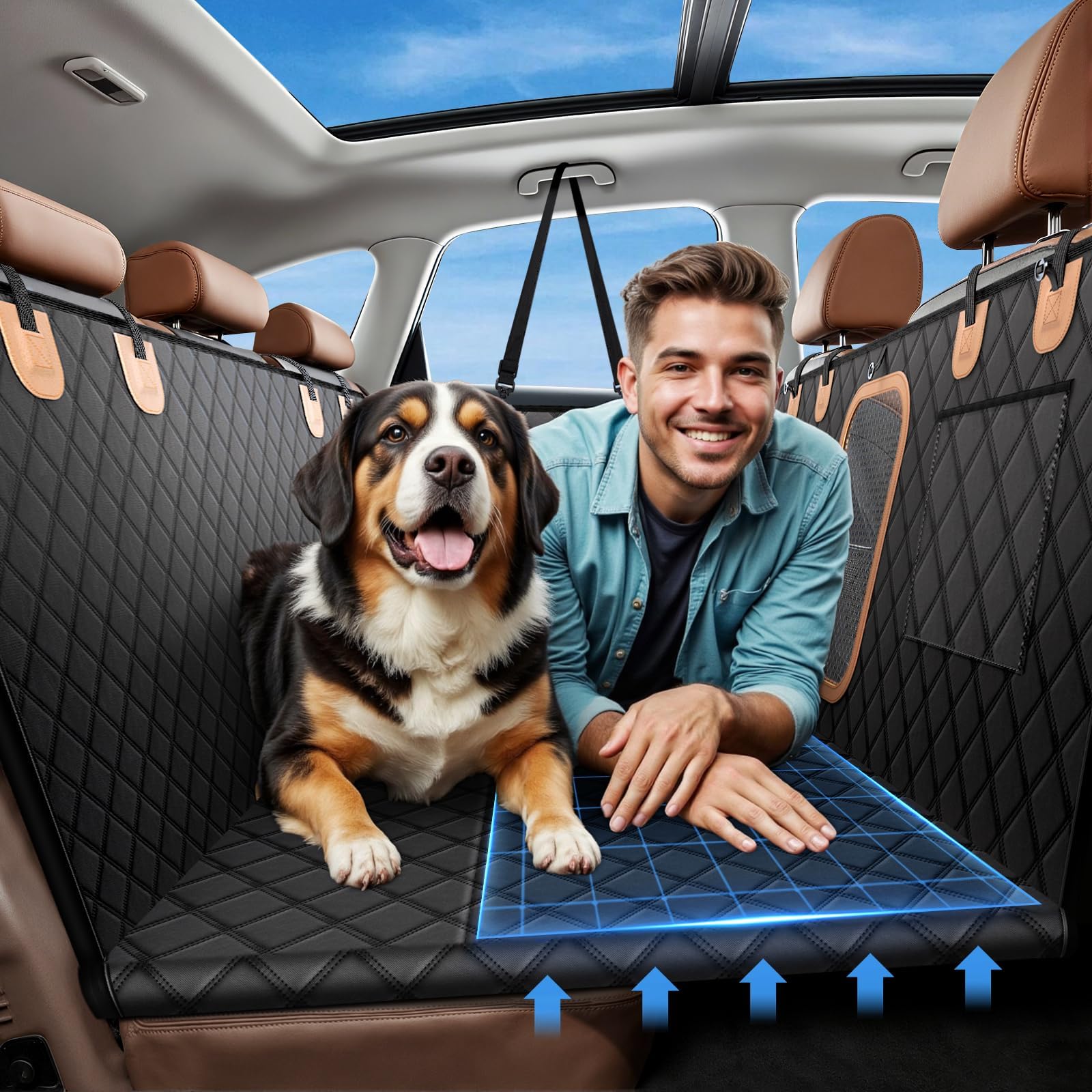 Photo 1 of A-Pce 600D Heavy Duty Dog Car Seat Cover for Back Seat,2025 Upgraded Hard Honeycomb Bottom Back Seat Extender for Dogs- Holds 600lbs,Waterproof Scratch Proof Nonslip Dog Hammock for SUV