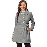 Allegra K Women's Winter Elegant Lapel Collar Long Trench Coat