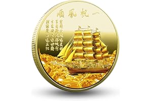 GIMILANG Colorful Lucky Coin Ship Sailing for Good Luck Wealth Optimist Mascot for Scratching Lottery Tickets - Chinese Good Luck Charms Challenge Coin