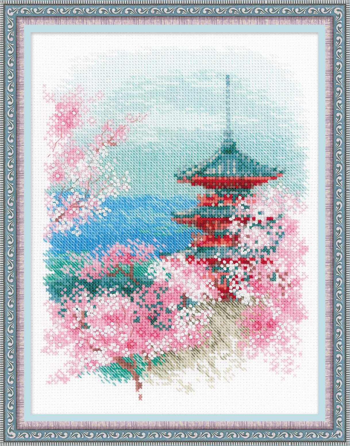 RIOLIS Cross Stitch Kit - 1743 - Sakura - Pagoda