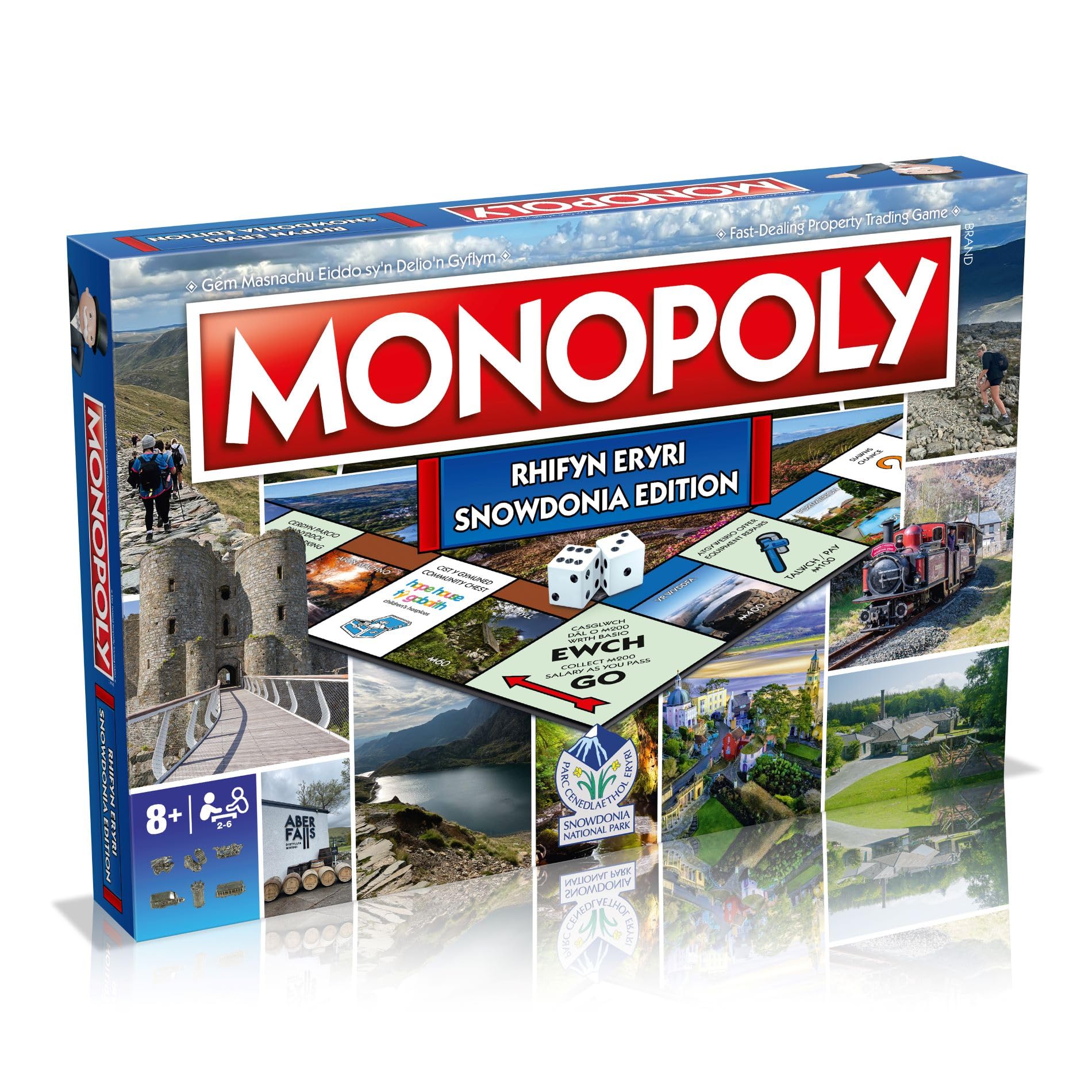 Winning Moves Rhifyn Eryri Snowdonia Monopoly Board Game, Advance around the board and trade your way to success, gift for ages 8 plus