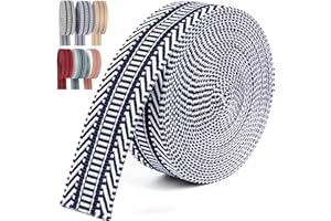 PECMER Jacquard Webbing 1.5 inch-Navy Blue 6 Yards Jacquard Ribbon Cotton Webbing-1 1/2" Nylon Webbing Straps for Strap Belt Backpack Pet Collars Leash 38mm