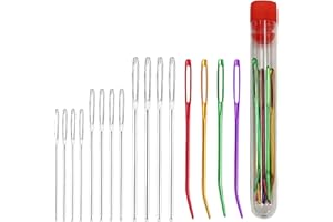 joaoxoko Tarn Needle for Crocheting，16 Pcs Large Eye Blunt Yarn Needle Large Curved Darning Needle Knitting Crochet Curved Needle (16)