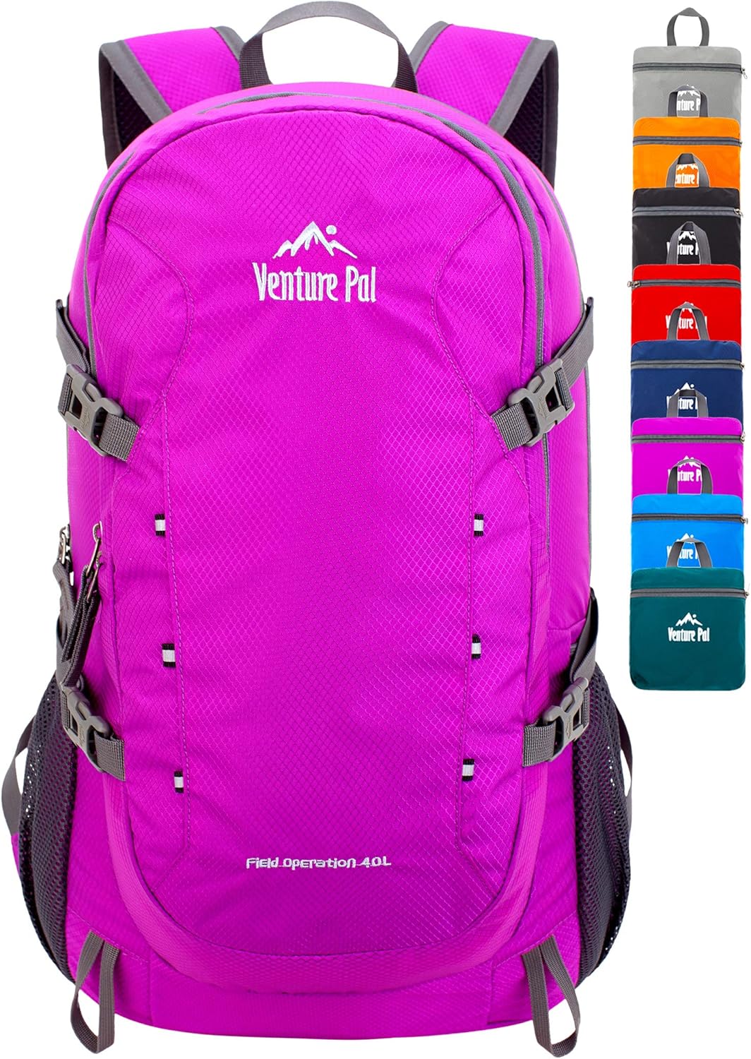 Venture Pal 40L Lightweight Packable Travel Hiking Backpack Daypack, A3 Black, One Size : Clothing