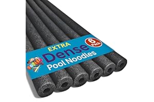 Oodles of Noodles Foam Pool Swim Noodles with Connector, 6-Pack, 52-Inch, Black, Bulk Pack