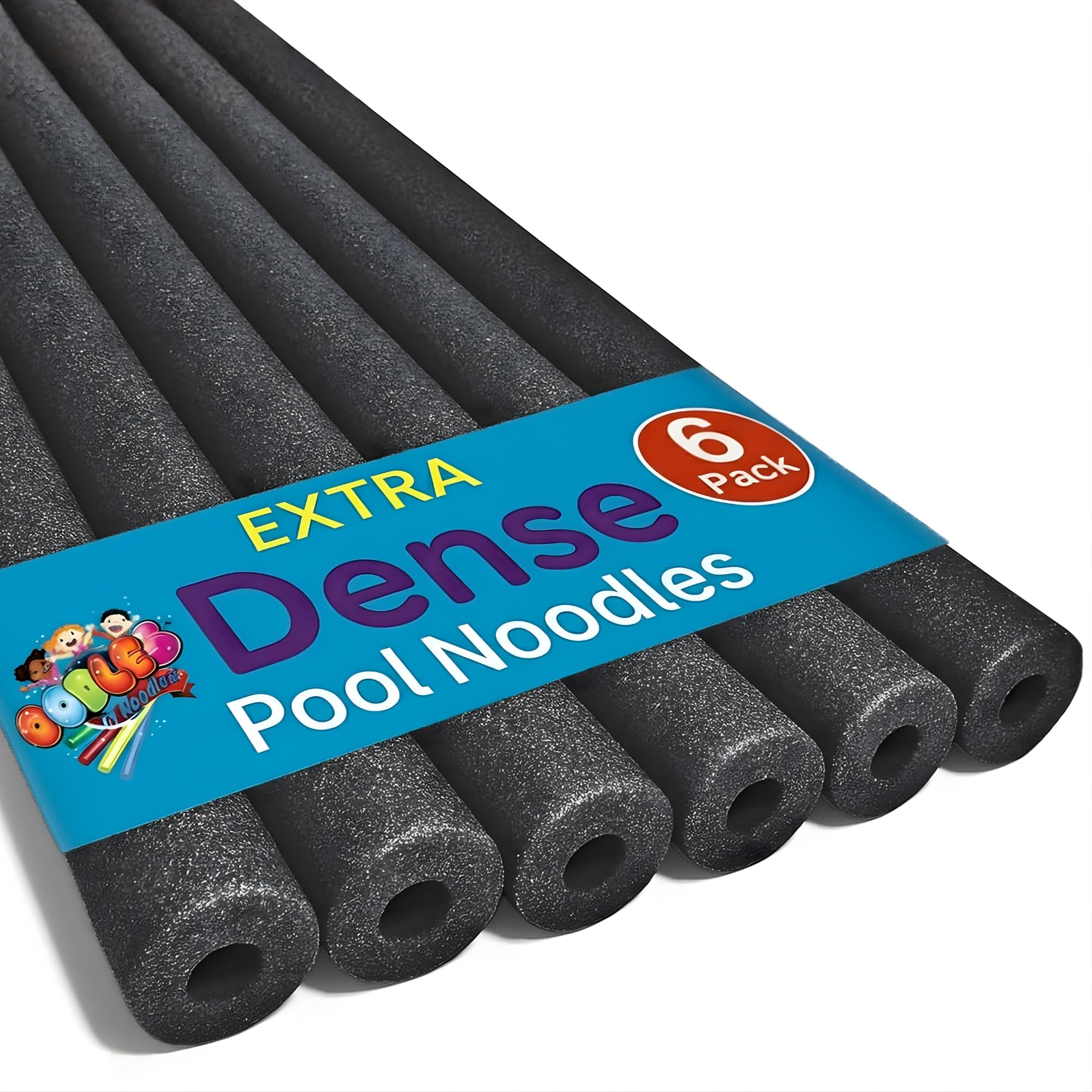 Oodles of Noodles Deluxe Foam Pool Noodles - Pack of 6 - approx. 48 inch x 2.5 inch Hollow Core Foam Tube | Extra Dense, Durable, Buoyant Swim Noodles for Pool, Beach, Crafts, DIY Projects, Insulation