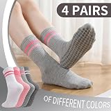 Zuimei 4 Pairs Yoga Grip Socks Women Non Slip Pink Heart Cotton 5 Colors view 5