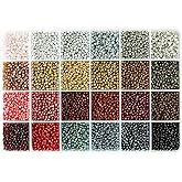 VOOMOLOVE 8/0 Glass Seed Beads About 7200pcs 24 Colors 3mm Loose Seed Beads Kit Bracelet Making with 24-Grid Plastic Storage Box for Jewelry Making