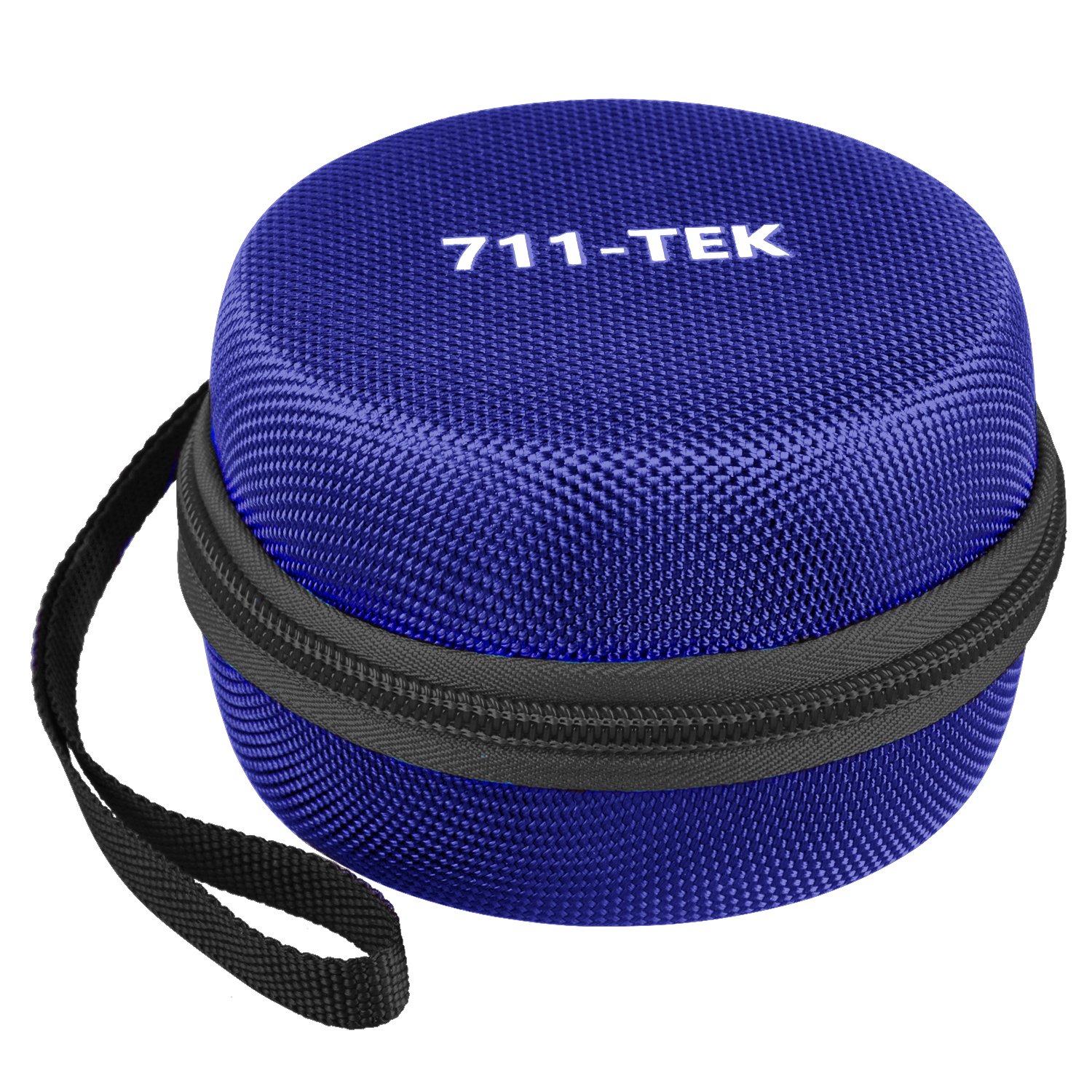 Echo Dot Case, 711TEK Portable Carrying Travel Bag Protective Hard Case Cover with Screw-Lock Carabiner, Fits Phone Headset, Charger and USB Cable (Black) (Blue)