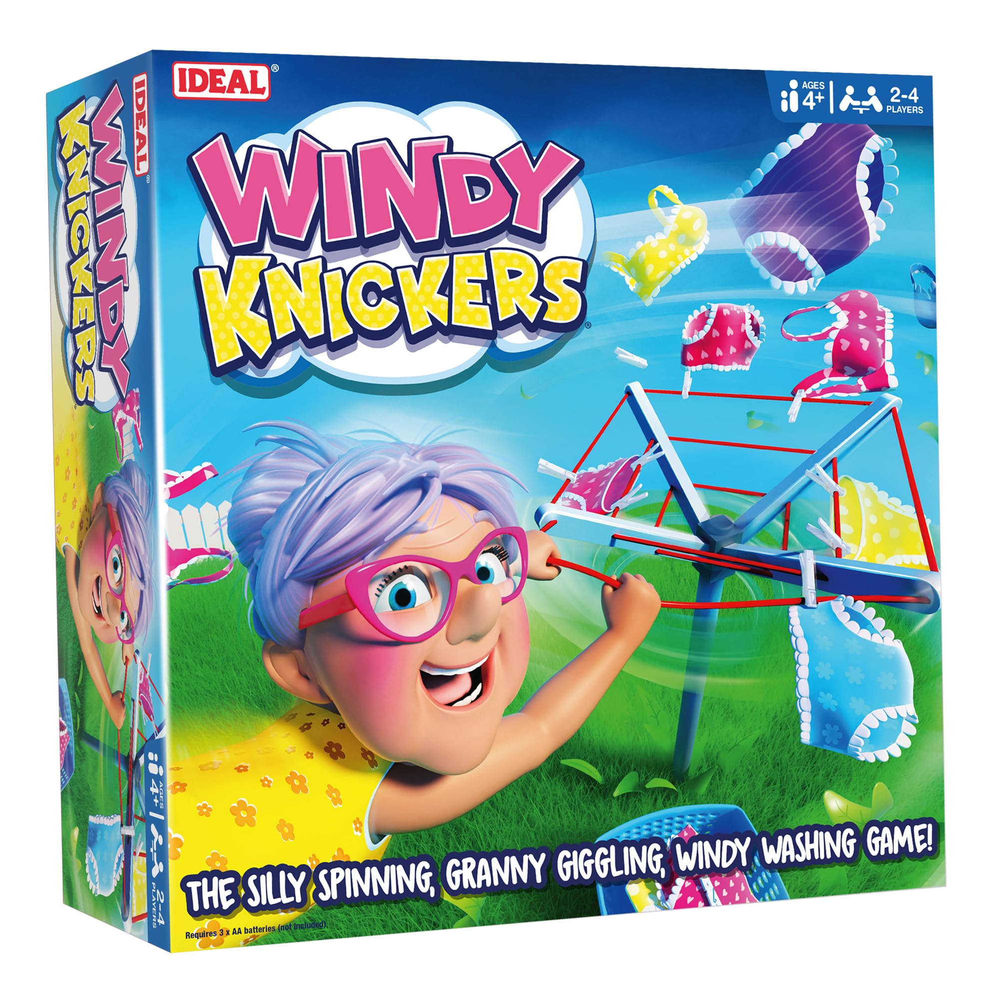 Ideal, Windy Knickers Game: The Silly Spinning, Granny Giggling, Windy Washing Family Game, Kids Games, for 2-4 Players, Ages 4+
