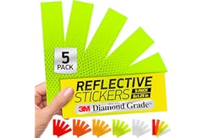Byllstore Reflective Stickers | 3M Diamond Grade | Yellow-Green | 1.25″ x 6″ | 5-Pack | Reflective Safety Tape for Helmets, Cars, Mailboxes & More