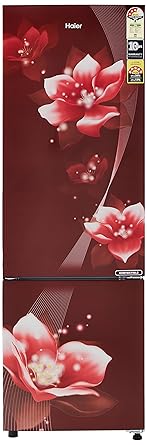Haier 276 L 3 Star Frost Free Double Door Refrigerator(HEB-27TRF, Red Flower/Red Magnolia, Convertible, Bottom Freezer)