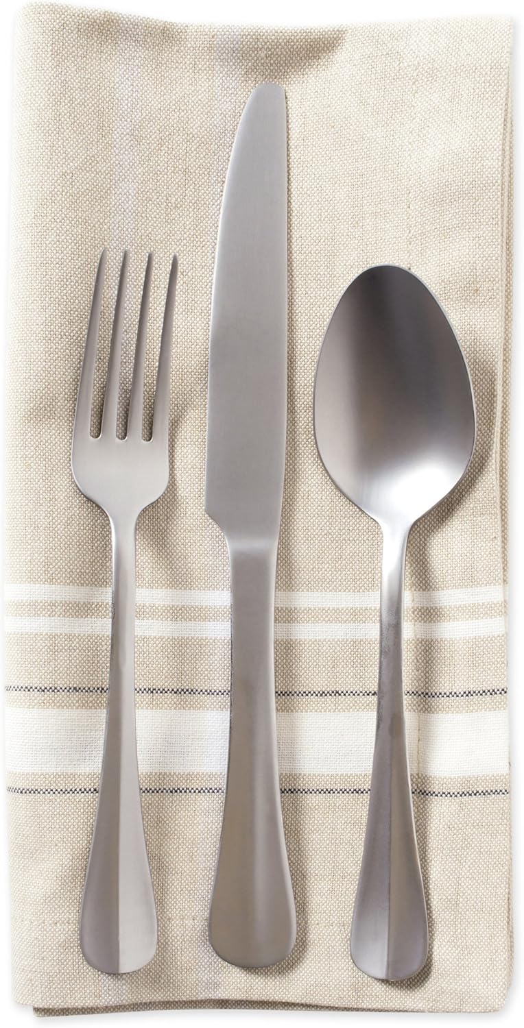 DII 100% Cotton Everyday French Stripe Tabletop Collection, Napkin Set, Taupe/White 6 Count: Home & Kitchen