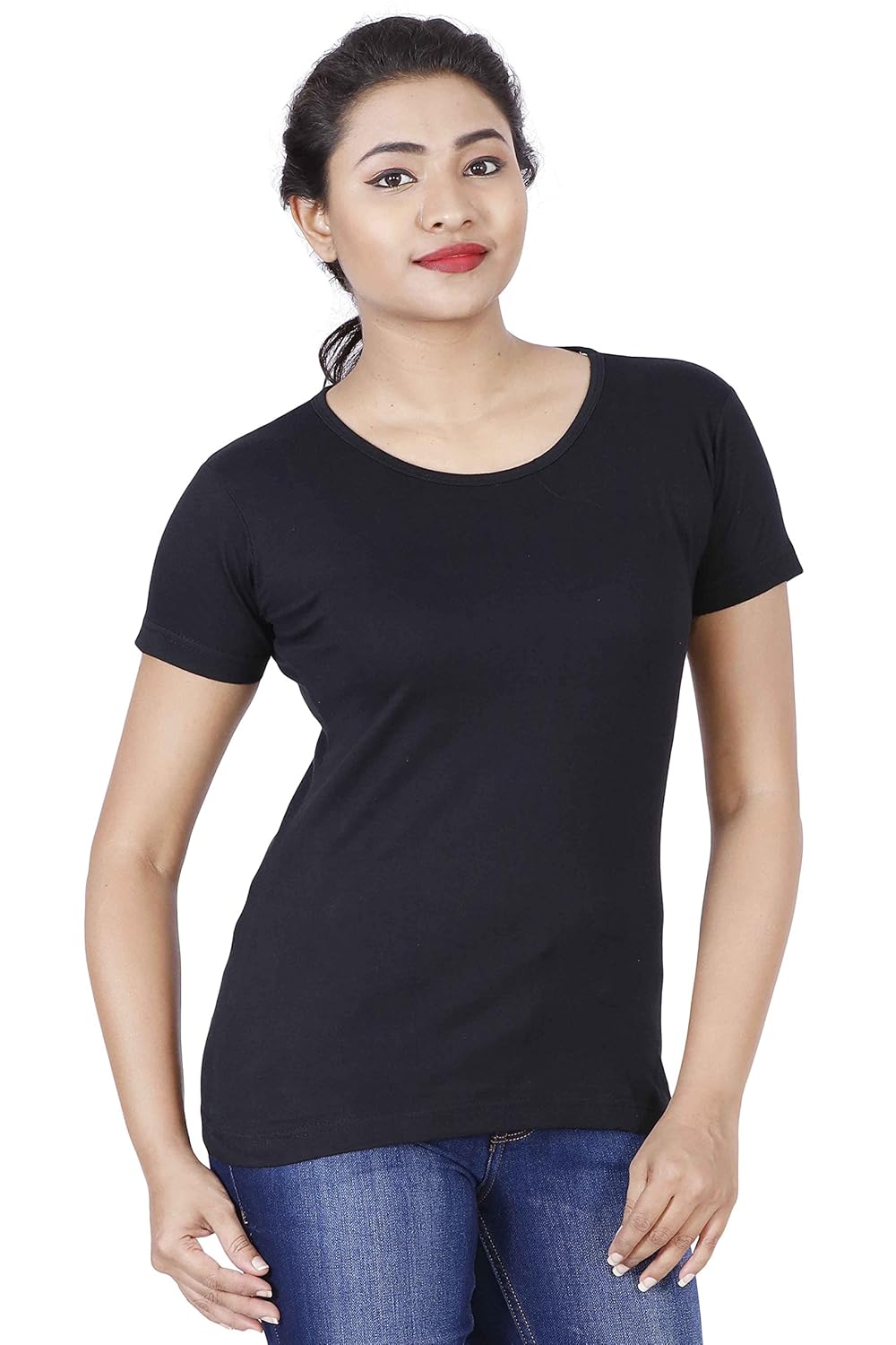 fleximaa women's cotton round neck t-shirt plain all colors.