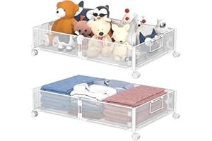VyGrow Under Bed Storage Containers, Under Bed Storage with Wheels, Shoe Organizer Under Bed with Handles, Tool-free Assembly