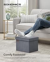 SONGMICS Storage Ottoman Foldable Foot Rest 31x41 cm Slate Grey LSF200G51 view 3