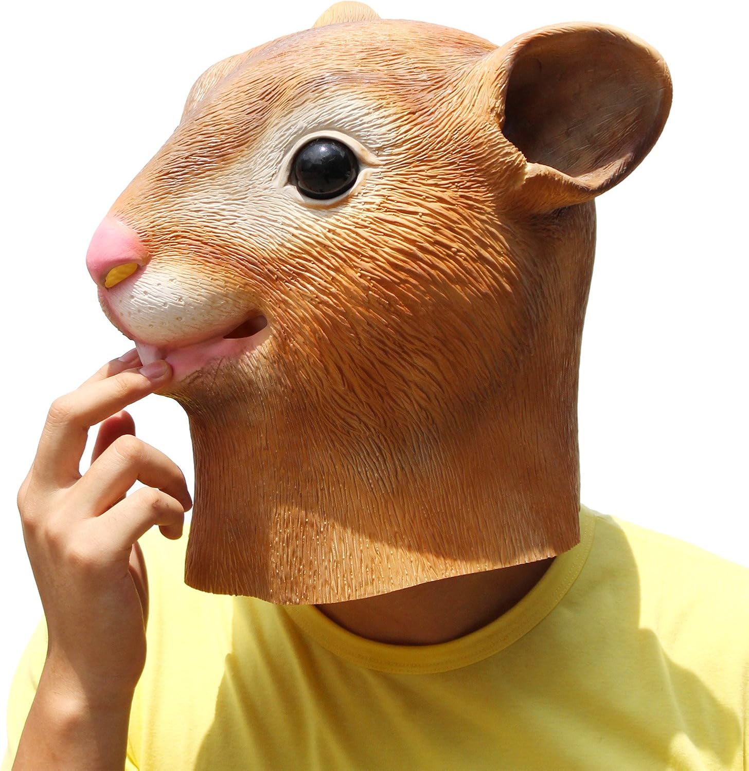 PartyCostume Squirrel Mask Halloween Latex Animal Head Mask, Yellow, 17x16x20cm - Image 4