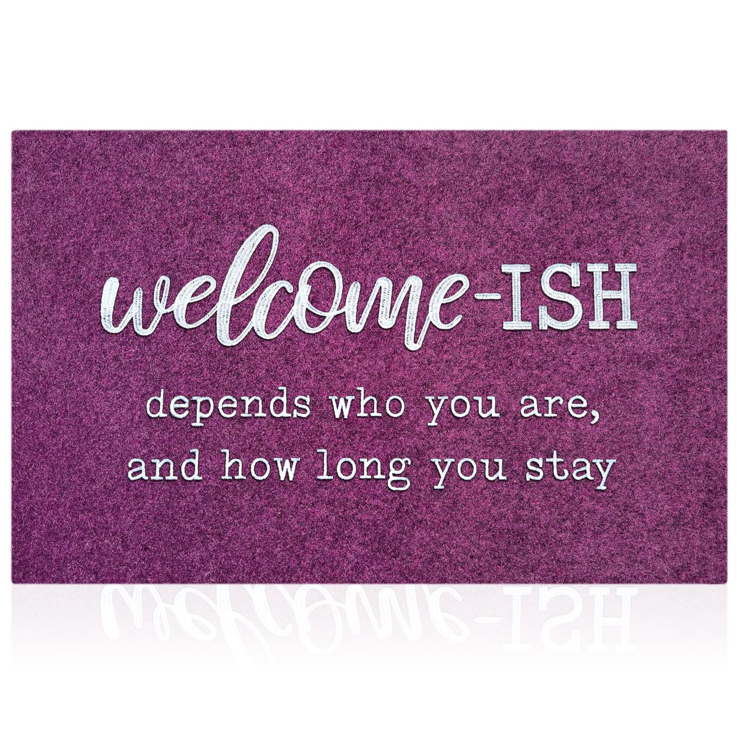 JJUUYOU Welcome Mats Outdoor Front Door Mat Funny Welcome-ish Doormats Inside Outside Rug Entryway Mats Ideal for Home High Traffic Area, Low Profile Resist Dirt Entrance Rug for Shoe Scraper