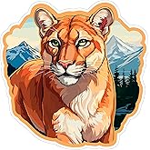 Mountain Lion Sticker 4 Inch Cougar Puma Big Cat Mountain Lion Lover - Waterproof Animal Vinyl Decal for Laptop Water Bottle Car Tumbler - Durable Aesthetic Long-Lasting Stickers for Adults ID44990