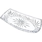 Godinger Serving Tray Platter, 12 x 5 Inch Oval, Dublin Collection Crystal | Serving Tray &amp; Dish, Cranberry Sauce Serving Dish, Glass Fruit &amp; Jewelry Tray, Home Decor Gift idea, Dinning Table Decor Tray