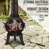 Jago Outdoor Chiminea 108cm Cast Iron Patio Heater with Hinged Mesh Door view 2