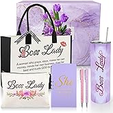 Coosilion Gifts for Women, Boss Lady Gifts for Women with 20 OZ Mug Canvas Tote Bag Makeup Bag Notebook and 2 Ballpoints Pen, Funny Valentines Day Mothers Day Present for Her Mom
