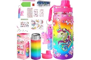 Wninbu Decorate Your Own Water Bottle Kits for Girls,Stainless Steel Unicorn Water Bottle Girls,Arts and Crafts Ages 4-6-8-10,Gem Art Unicorn Toys Gifts Birthday Christmas Stocking Stuffers (Unicorn)