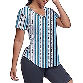 Alovien Short Sleeve Workout Shirts Women Loose Fit, V-Neck Women Exercise T-Shirt Workout Top, Dry Fit Yoga Gym Sport Tops