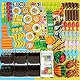 Food City Accessories Building Blocks Sets, Friends Figures Supermarket Kitchen Bricks, Pizza Sushi Refrigerators Food Stand Pieces Parts Comida Pineapple Ice Cream Hot Dog Cheese Toys