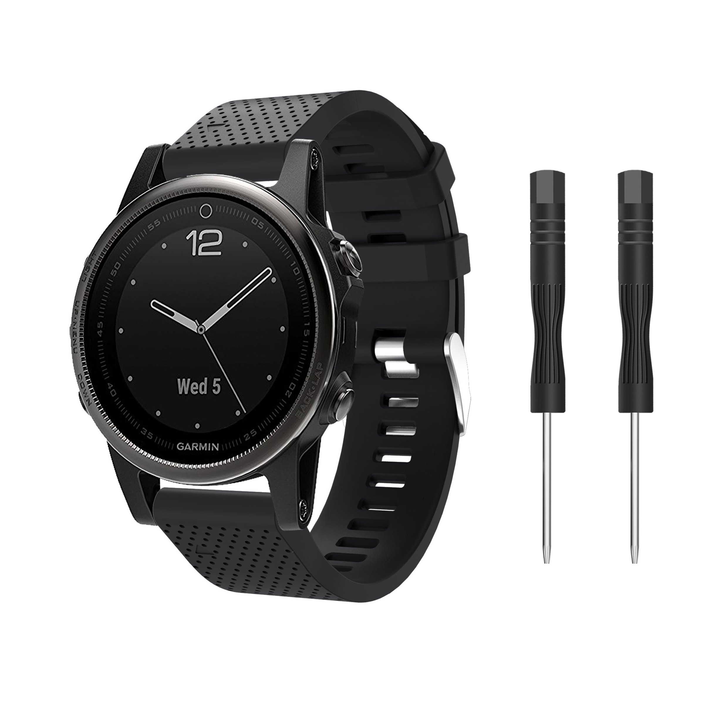 Supore Garmin Fenix 5S Watch Strap, Soft Silicone Replacement Watch Band for Garmin Fenix 5S GPS Fitness Smart Watch, Fit 5.31"-8.46"