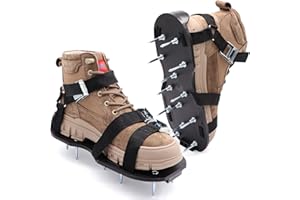 Jeemiter Lawn Aerator Shoes Gunite Spiked Shoes, Perfect for Epoxy Floor, Overlays, Cover Installation, Yard Patio Garden Grass Lawn Lawn, Aerator Lawn Tool Revives Lawn Health - Black