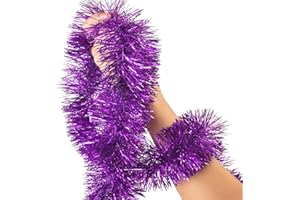 CHOONSHOW 26.2 Ft Tinsel Garland Decoration for Holiday Tree Walll Home Office Event, Christmas, Birthday, Weddings, Party Decorations, Fluffy Twist for All-Season Indoor Outdoor Events - Purple