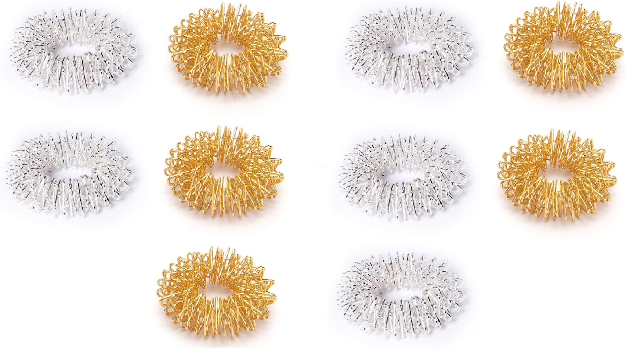 chi-enterprise Acupressure Massage Rings Gold Large & Silver Large (Pack of 10)