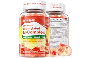 LILICARE Super Methylated Vitamin B Complex Gummies - All B Vitamins + Omega-3, Magnesium, CoQ10, Ashwagandha,Vitamin C, TMG- For Women Men- Methyl B12 2000 mcg, Methylfolate, B1,B2, B3,B5,B6,B7- Sugar Free