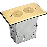 ENERLITES Screw Cap Cover Floor Box kit, 5” x 2.8” 1-Gang, 20A Tamper-Weather Resistant Duplex Receptacle Outlet, Watertight Gasket, Corrosive Resistant, UL Listed, 975506-C, Brass