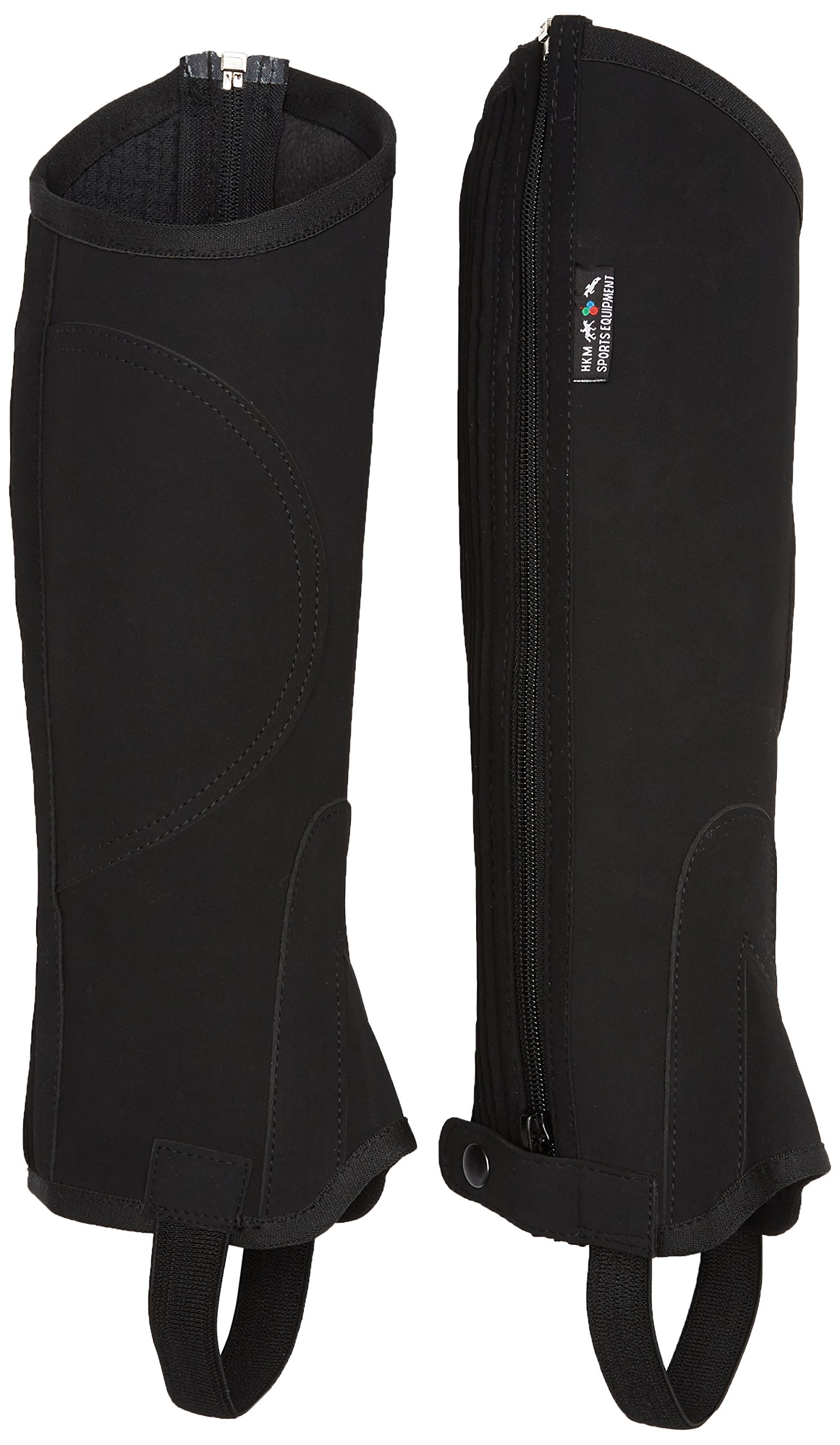 HKM Unisex Half chaps made of imitation nubuck leather, Black, S