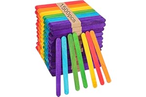 ZOENHOU 1500 PCS Colored Popsicle Sticks, Large Colored Craft Sticks Wooden Lolly Sticks Jumbo Lollipop Sticks for DIY Craft,